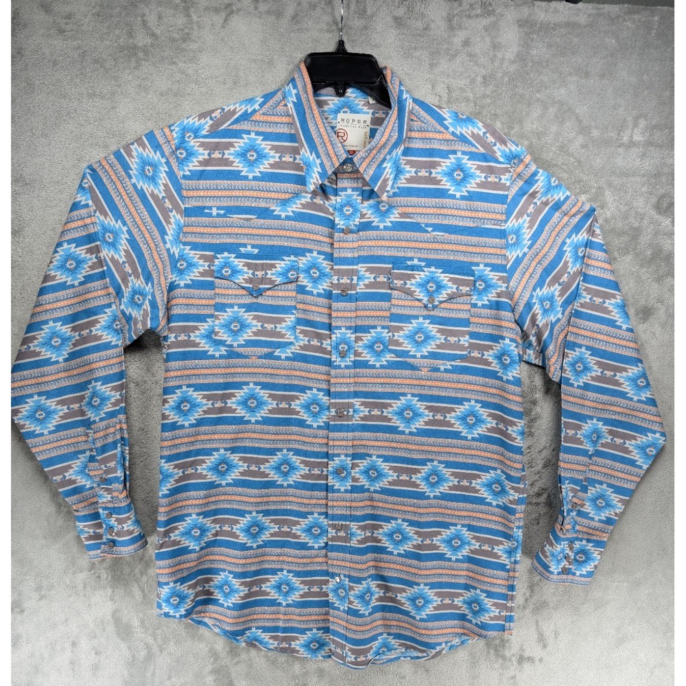 Roper Southwestern AOP Men's Shirt Sz XL Faux Stone Snaps Pockets Rodeo Cowboy